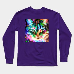 Neon Flower Cat Long Sleeve T-Shirt